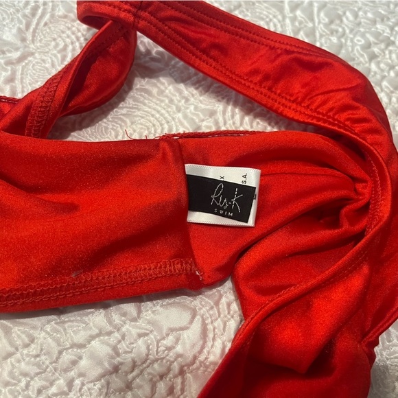 Red Frolic Wrap Around Tie Bikini Swim Top Size Large - Picture 5 of 6